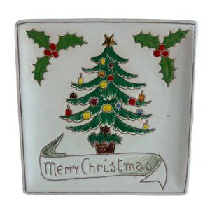 Christmas Tree Plate – Italy 399 for Altman Co – 6" Square Ceramic Holiday